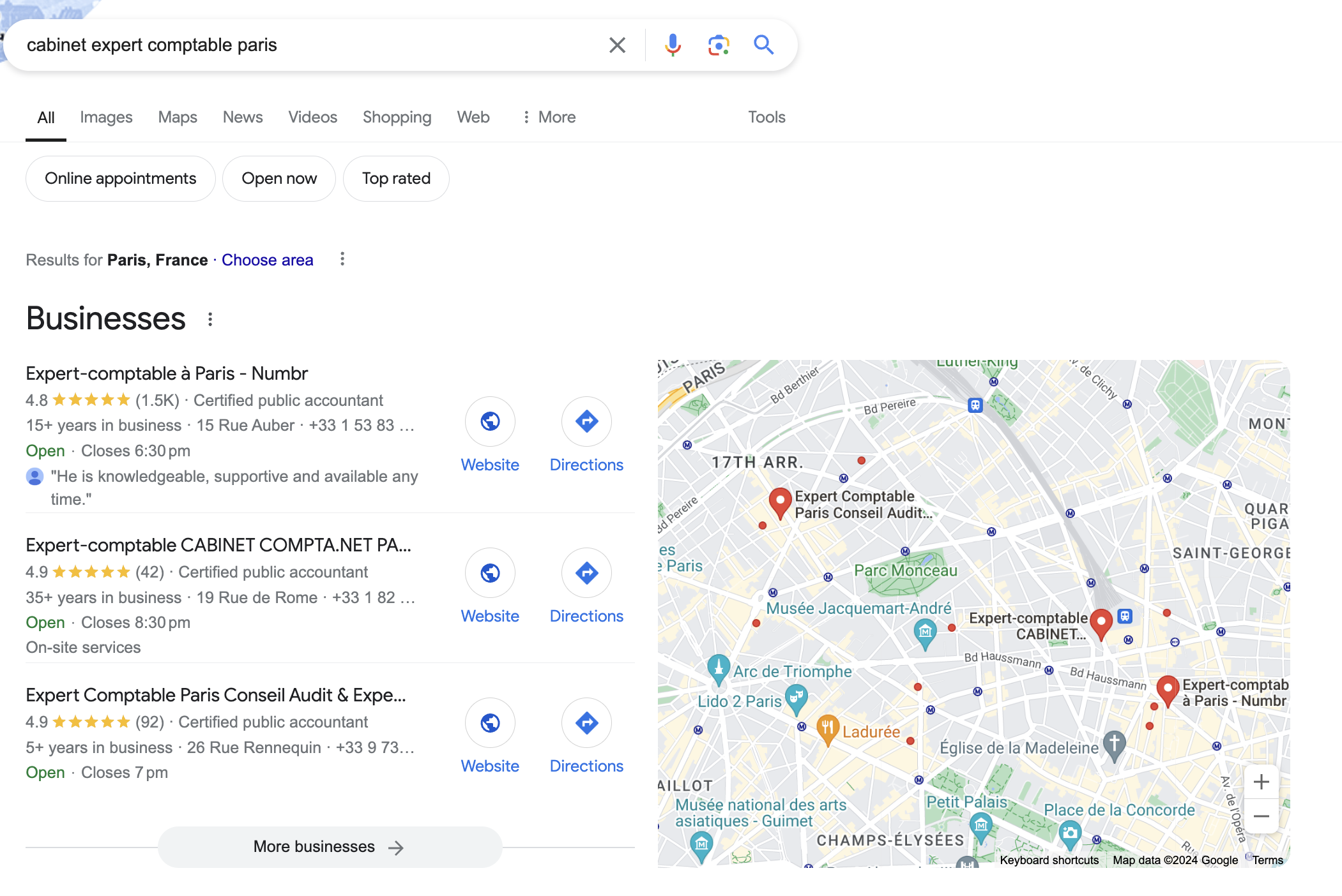 SEO local expert comptable Paris